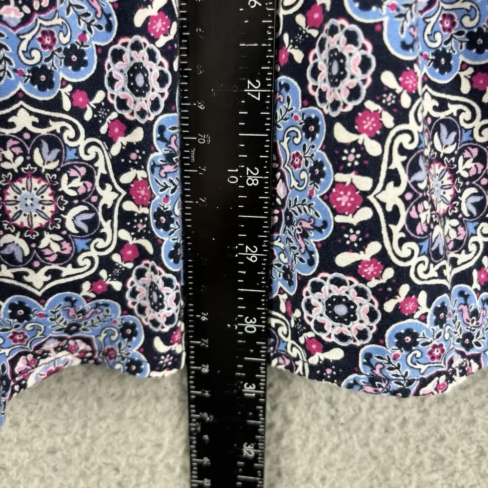 LOFT Dress XSP Beach Cottage Boho Retro Medallion Button Ruffle Flounce Flutter - Picture 9 of 11